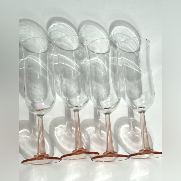 Vintage Luminarc Pink Rosé Stem Champagne Glasses Set of 4 - Picture 8 of 9